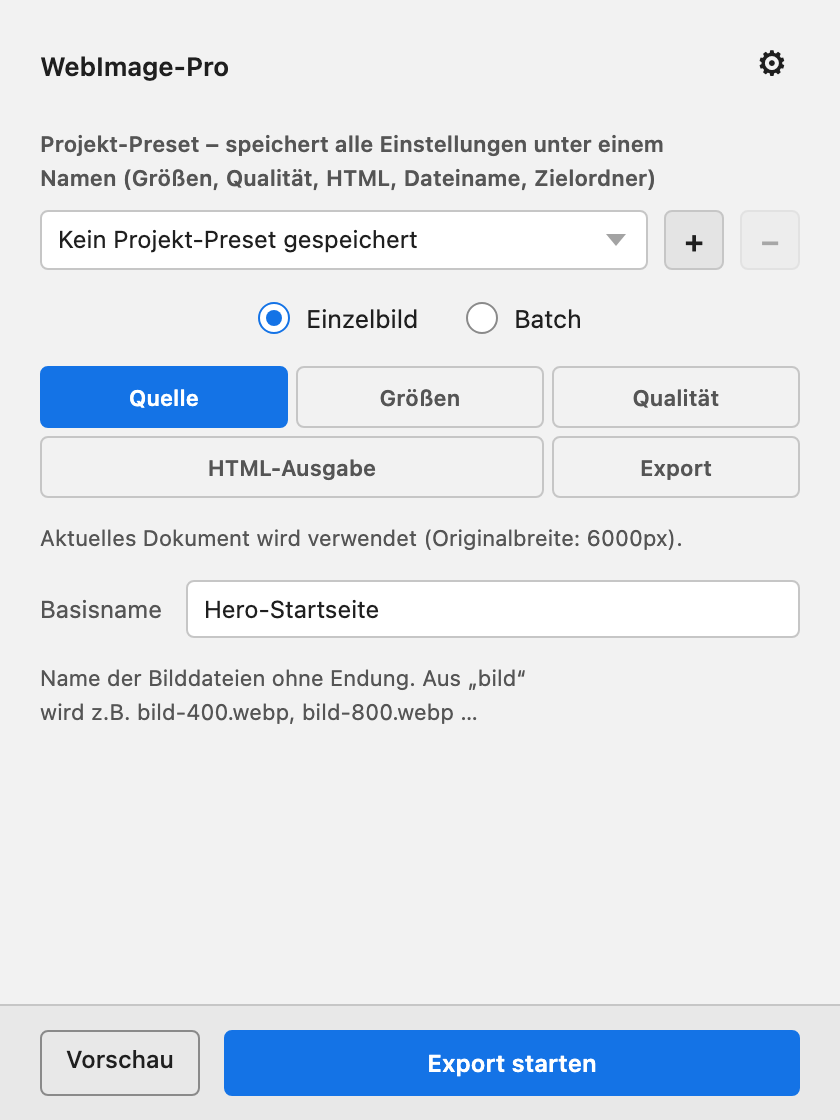 Panel im hellen Farbschema